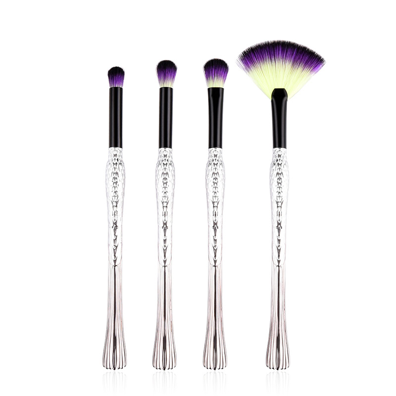 Trendy Yellow+purple Sector Shape Decorated Eye Brush(4pcs),Beauty tools