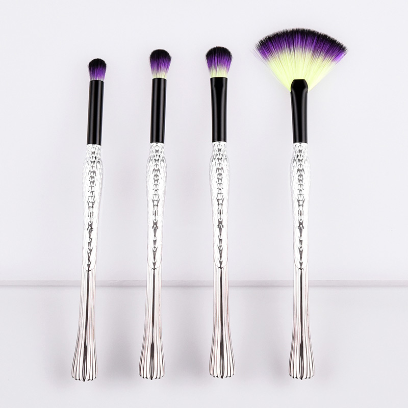 Trendy Yellow+purple Sector Shape Decorated Eye Brush(4pcs),Beauty tools