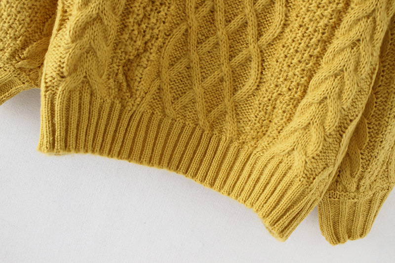 Fashion Beige Grid Shape Design Pure Color Sweater,Sweater