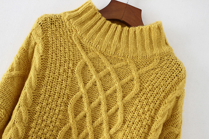 Fashion Beige Grid Shape Design Pure Color Sweater,Sweater