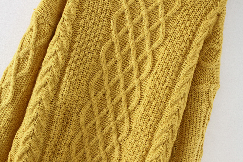 Fashion Yellow Grid Shape Design Pure Color Sweater,Sweater