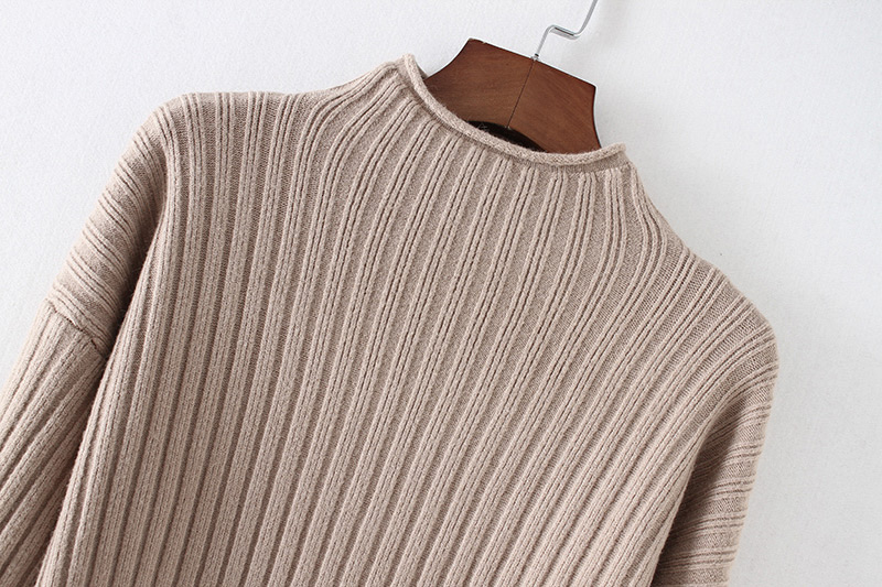 Fashion White Stripe Shape Design Pure Color Sweater,Sweater