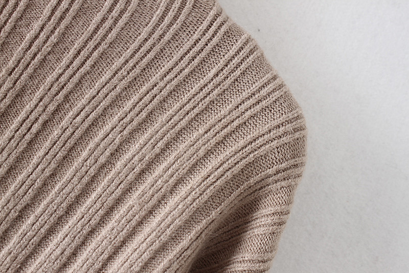 Fashion Khaki Stripe Shape Design Pure Color Sweater,Sweater