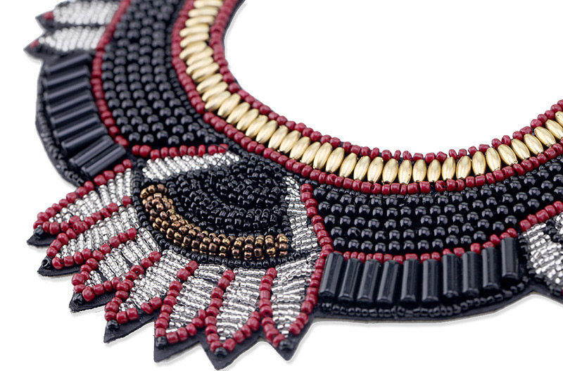 Vintage Black Beads Decorated Irregualr Shape Necklace,Pendants
