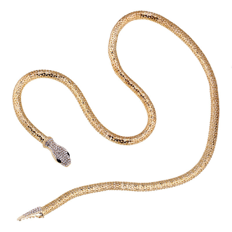 Vintage Gold Color Snake Shape Design Long Necklace,Multi Strand Necklaces