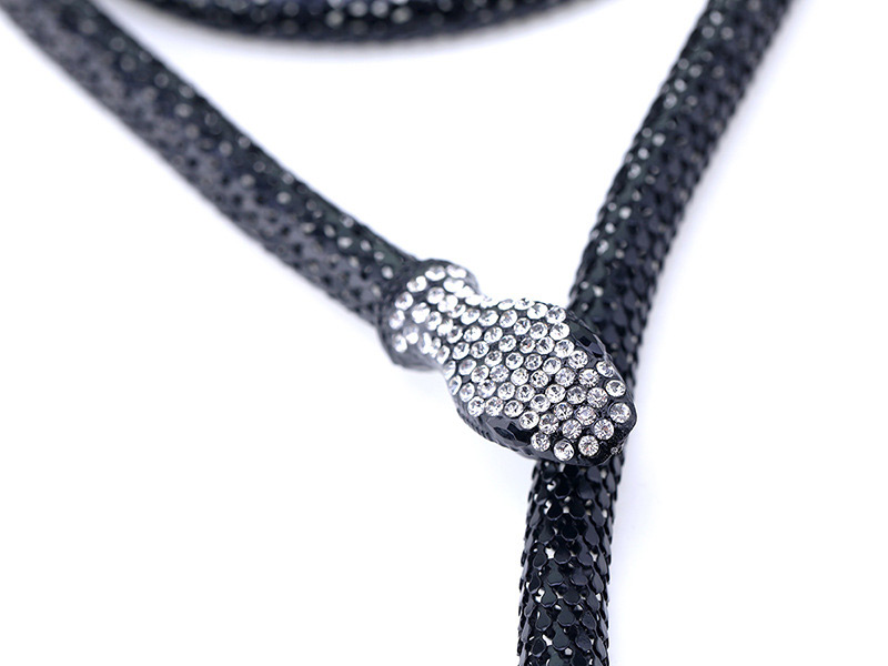 Vintage Black Snake Shape Design Long Necklace,Multi Strand Necklaces