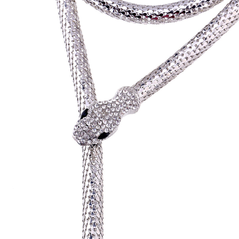 Vintage Gun Balck Snake Shape Design Long Necklace,Multi Strand Necklaces