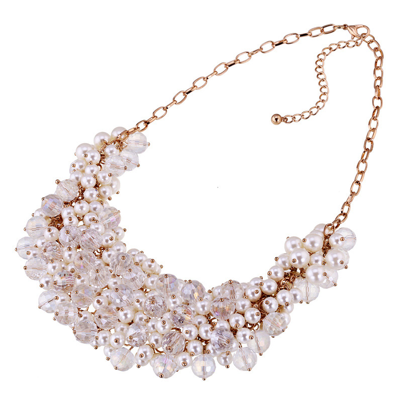 Vintage Gold Color Pearls&diamond Decorated Necklace,Bib Necklaces