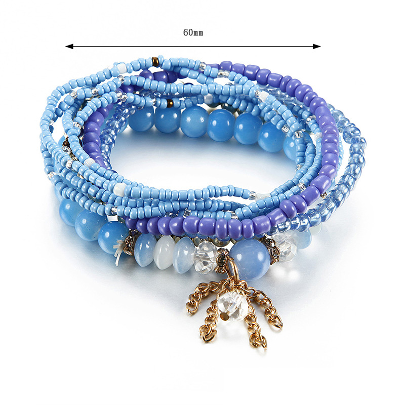 Vintage Blue Beads Decorated Multi-layer Tassel Bracelet,Fashion Bracelets