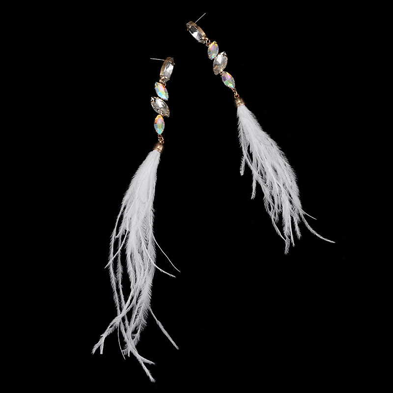 Trendy White Feather Pendant Decorated Long Earrings,Drop Earrings