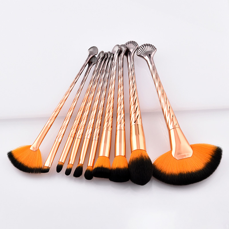 Fashion Orange Sector Shape Decorated Cosmetic Brush(10pcs),Beauty tools