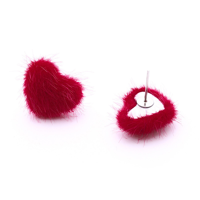 Fashion Claret Red Heart Shape Decorated Pure Color Earrings,Drop Earrings