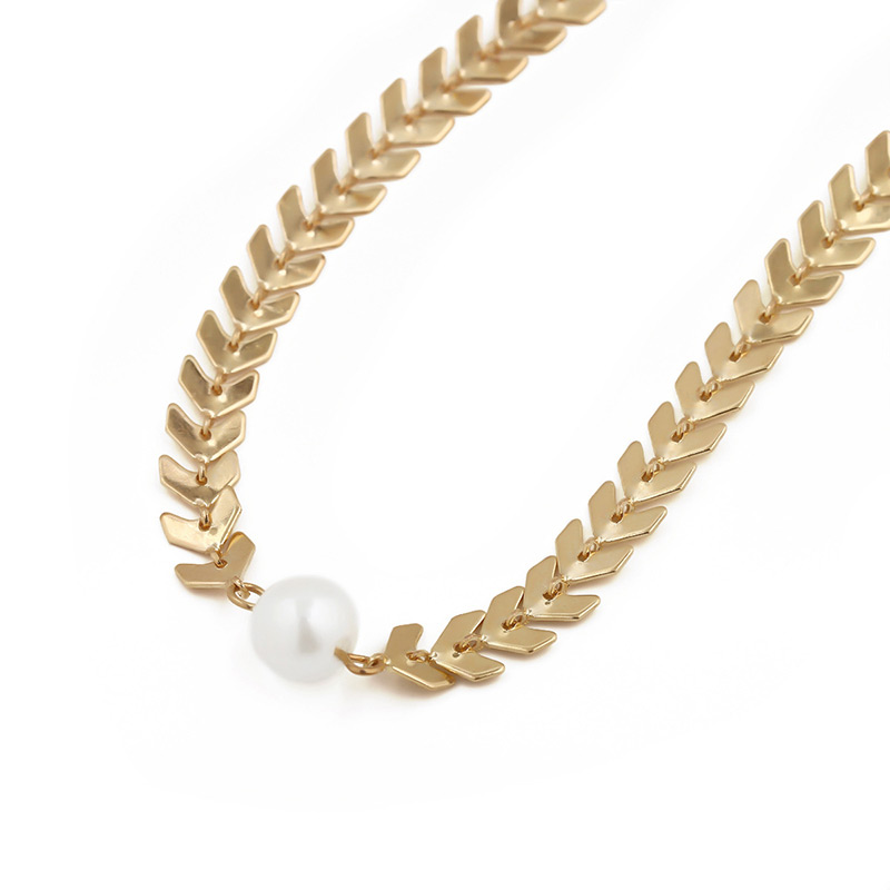 Fashion Gold Color Pearl Decorated V Shape Design Choker,Chokers