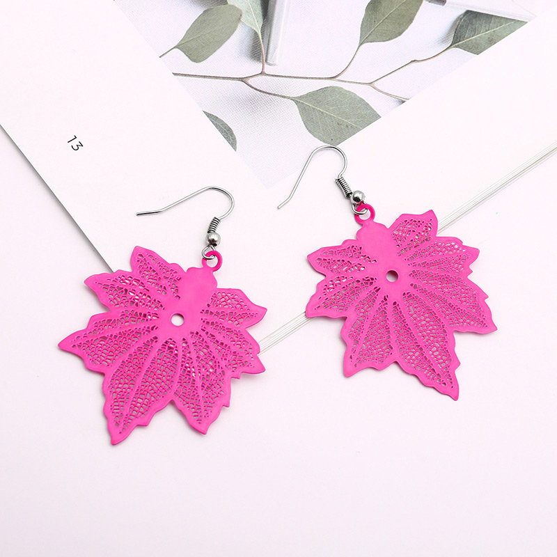 Fashion Pink Leaf Shape Design Hollow Out Earrings,Drop Earrings