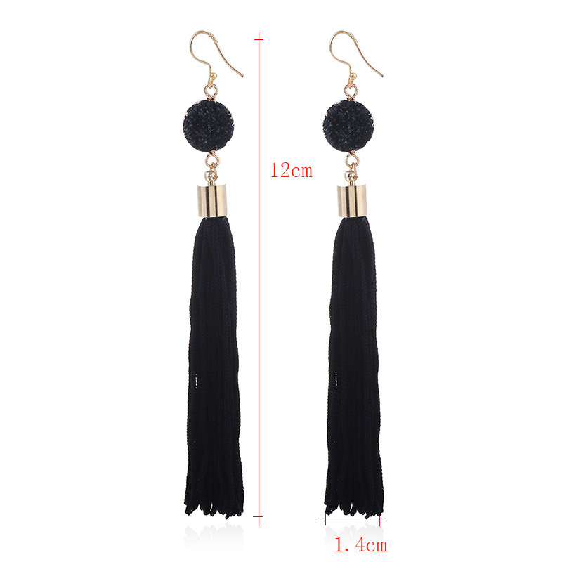 Fashion Black Tassel Pendant Decorated Long Earrings,Drop Earrings