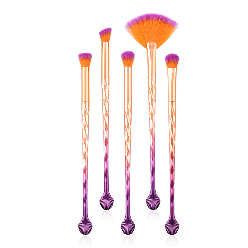 Trendy Purple+orange Sector Shape Decorated Cosmetic Brush(5pcs),Beauty tools