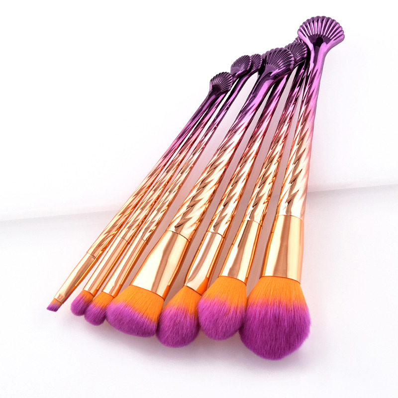 Trendy Purple+orange Color Matching Decorated Cosmetic Brush(7pcs),Beauty tools