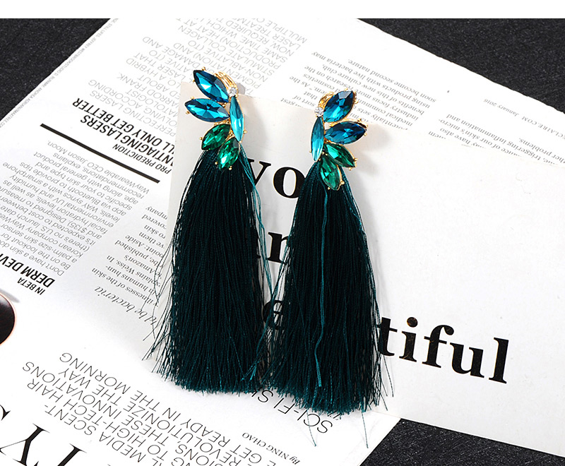 Fashion Black Tassel Decorated Pure Color Earrings,Stud Earrings