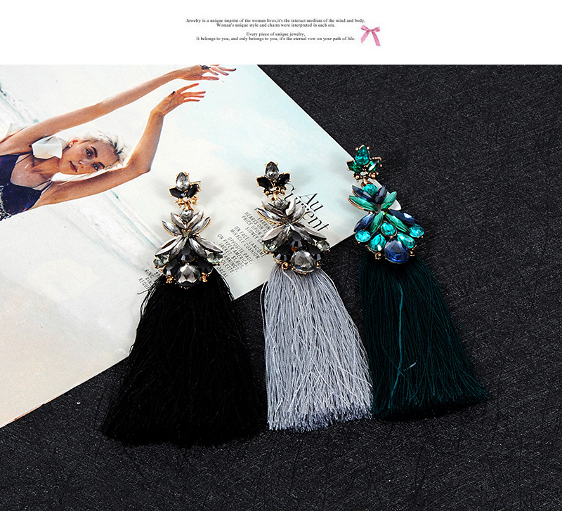 Fashion Black Long Tassel Decorated Simple Earrings,Drop Earrings