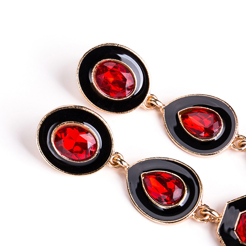 Exaggerated Multi-color Geometric Shape Gemstone Decorated Earrings,Drop Earrings