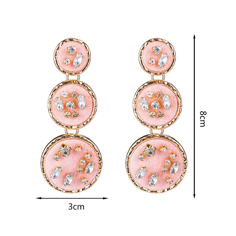 Trendy Pink Round Shape Design Long Earrings,Drop Earrings