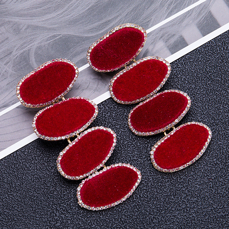 Trendy Red Oval Shape Design Pure Color Long Earrings,Drop Earrings