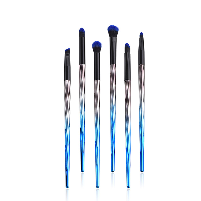 Fashion Blue+black Round Shape Decorated Cosmetic Brush(6pcs）,Beauty tools