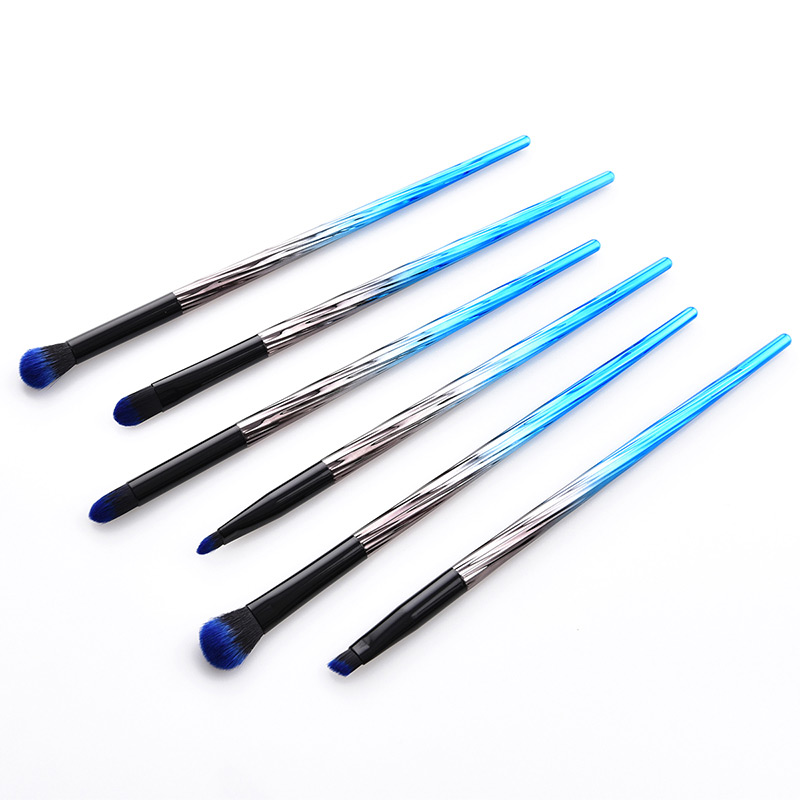 Fashion Blue+black Round Shape Decorated Cosmetic Brush(6pcs）,Beauty tools