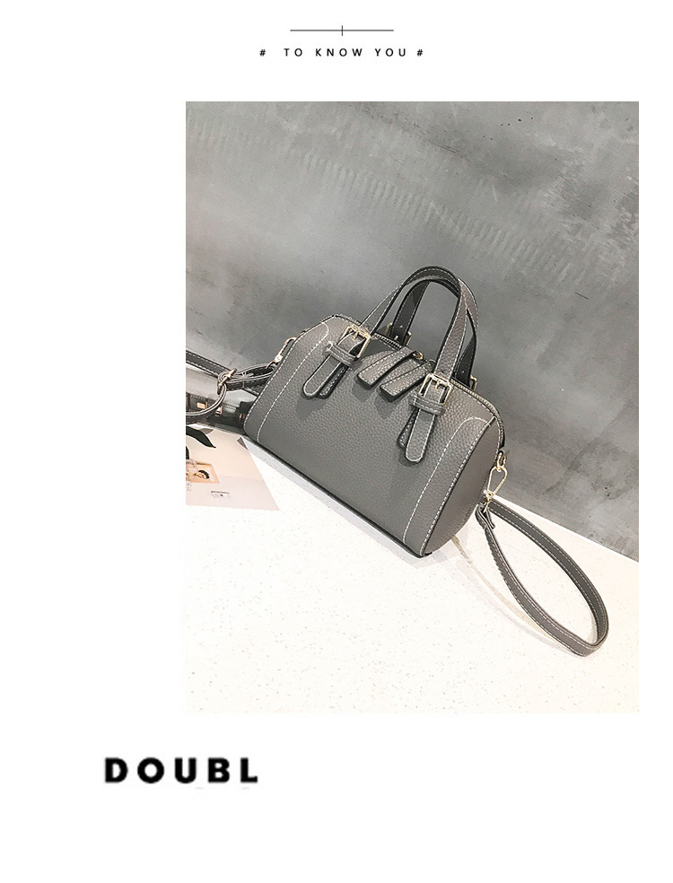 Fashion Gray Pure Color Decorated Pillow Shape Bag,Handbags