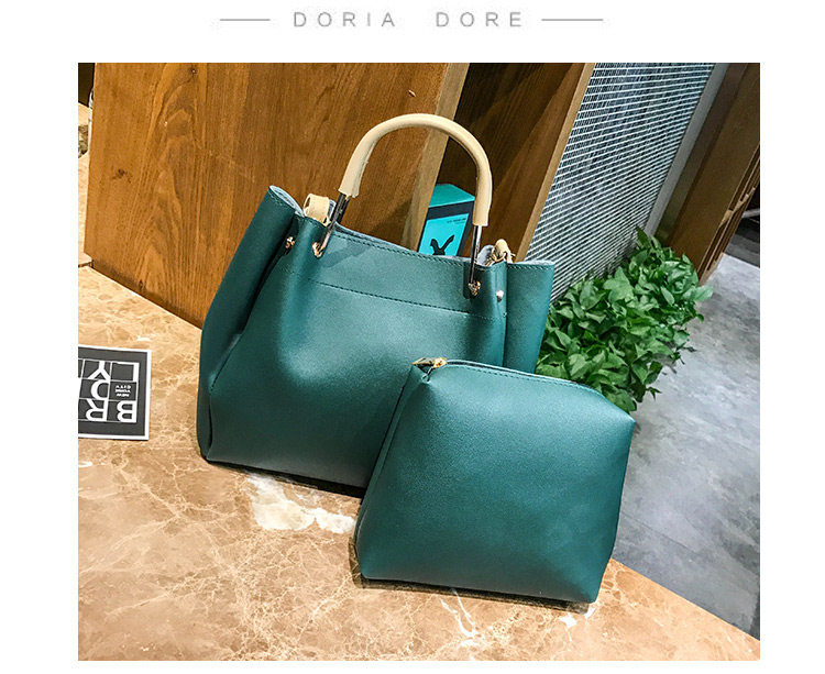 Fashion Green Pure Color Decorated Handbag(2pcs),Handbags