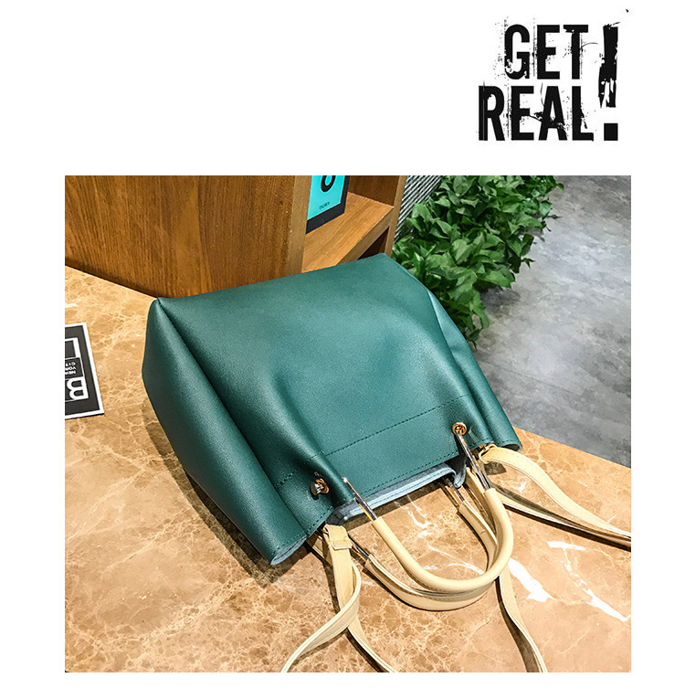 Fashion Green Pure Color Decorated Handbag(2pcs),Handbags