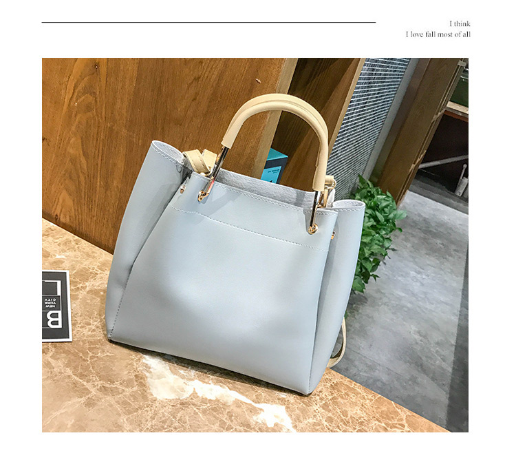 Fashion Gray Pure Color Decorated Handbag(2pcs),Handbags