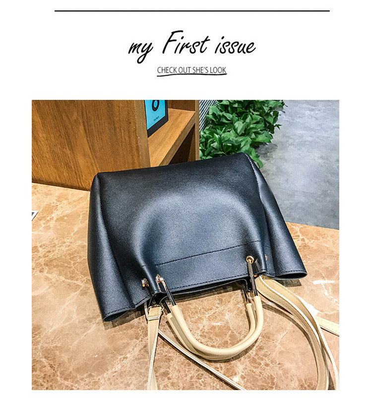 Fashion Black Pure Color Decorated Handbag(2pcs),Handbags