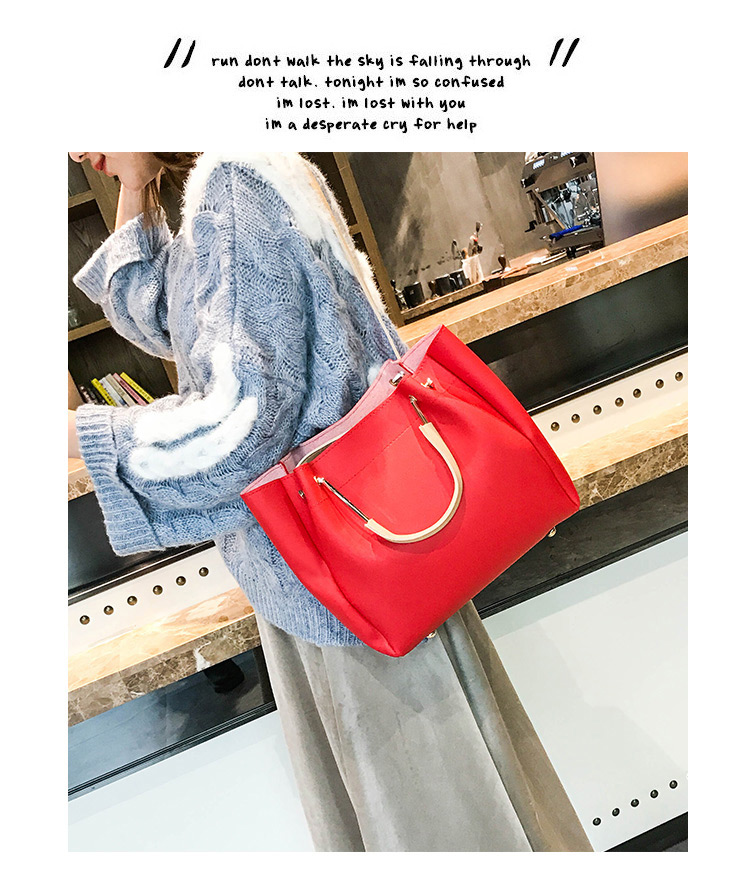 Fashion Red Pure Color Decorated Handbag(2pcs),Handbags