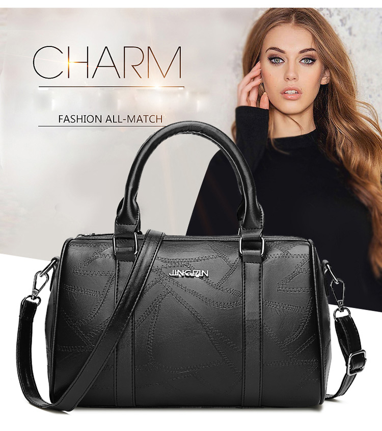 Fashion Black Lines Pattern Decorated Shoulder Bag,Handbags