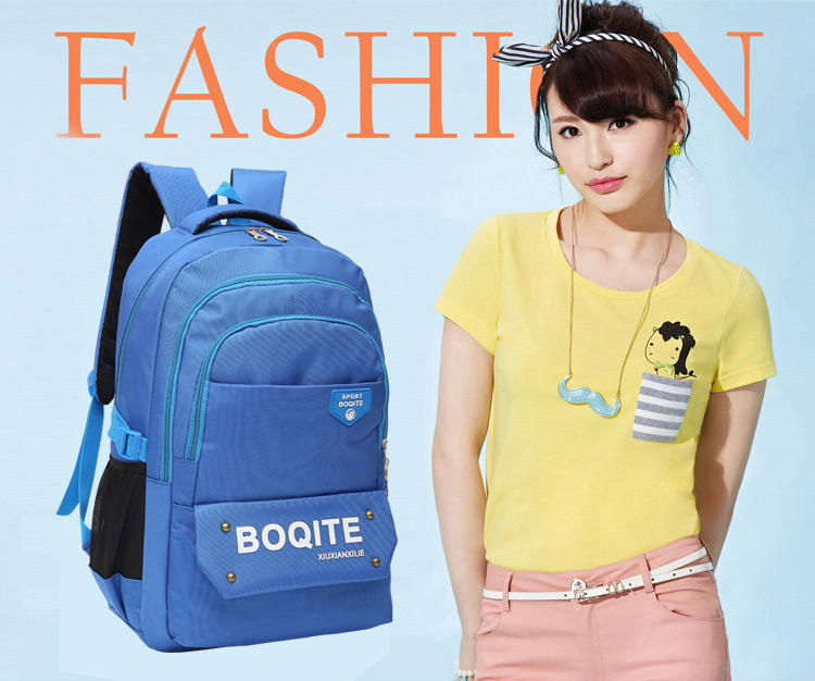 Fashion Blue Letter Pattern Decorated Backpack,Backpack