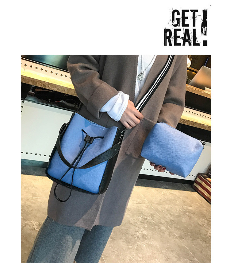 Fashion Blue Pure Color Decorated Shoulder Bag(2pcs),Shoulder bags