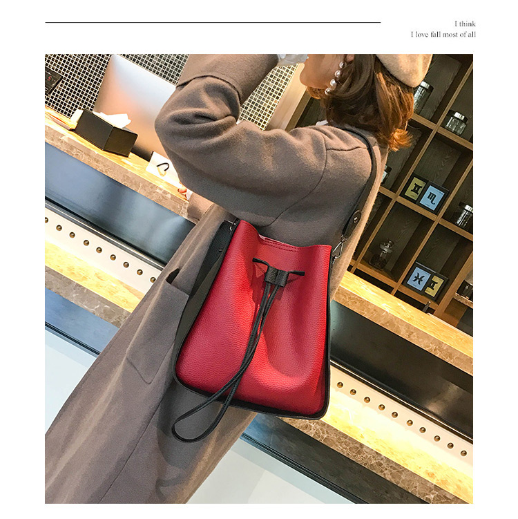 Fashion Red Pure Color Decorated Shoulder Bag(2pcs),Shoulder bags
