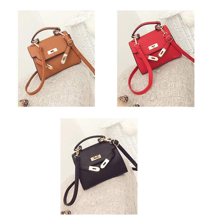 Fashion Brown Square Shape Buckle Decorated Shoulder Bag,Handbags