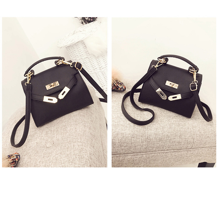 Fashion Black Square Shape Buckle Decorated Shoulder Bag,Handbags