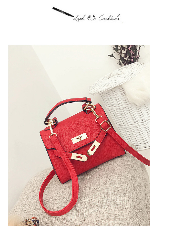 Fashion Red Square Shape Buckle Decorated Shoulder Bag,Handbags