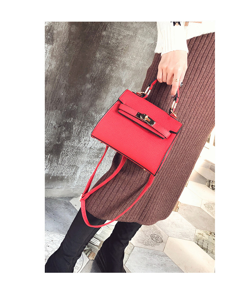 Fashion Black Square Shape Buckle Decorated Shoulder Bag,Handbags