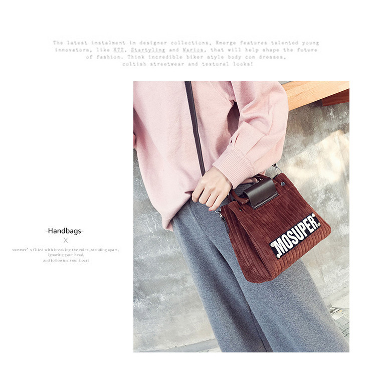 Fashion Brown Letter Pattern Decorated Handbag(2pcs),Handbags