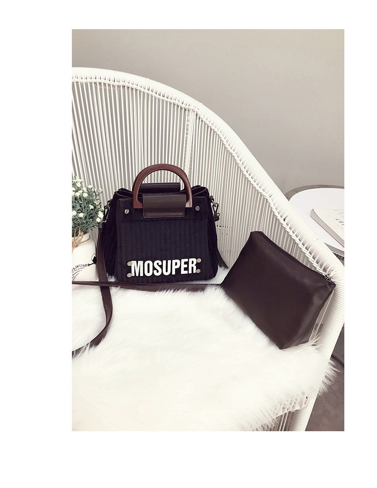 Fashion Black Letter Pattern Decorated Handbag(2pcs),Handbags