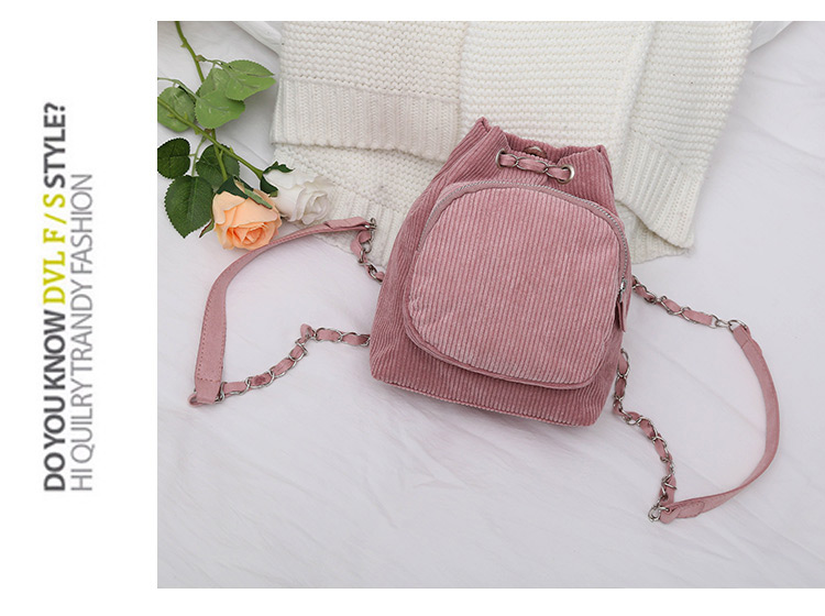 Vintage Pink Pure Color Decorated Simple Backpack,Backpack