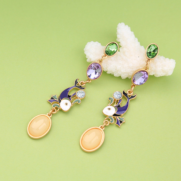 Fashion Multi-color Fish Pendant Decorated Long Earrings,Drop Earrings