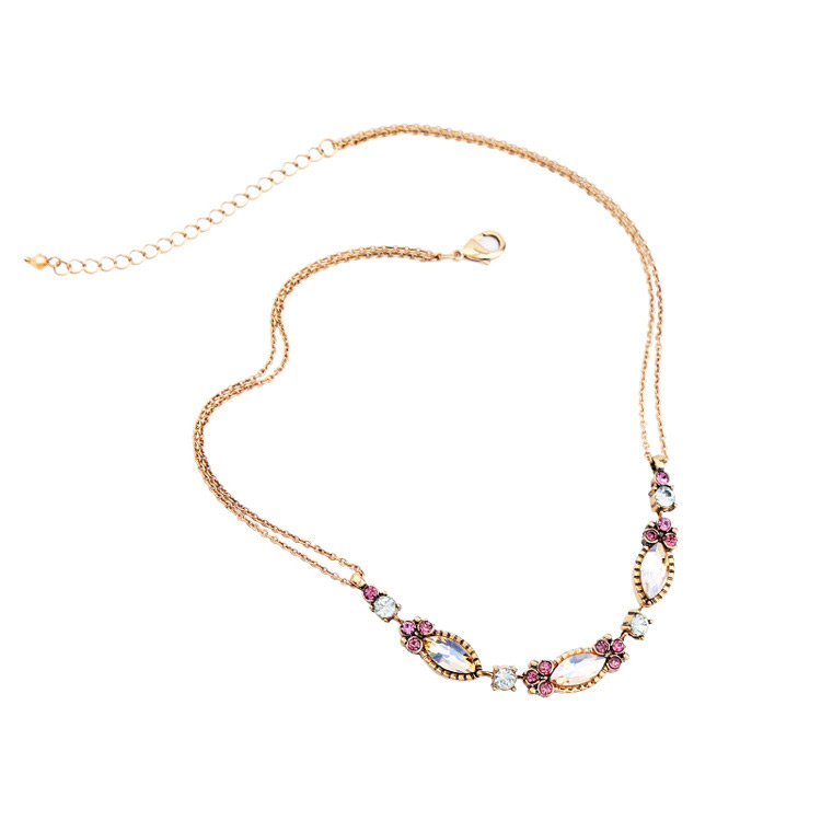Fashion Gold Color Diamond Decorated Eyes Shape Design Necklace,Multi Strand Necklaces