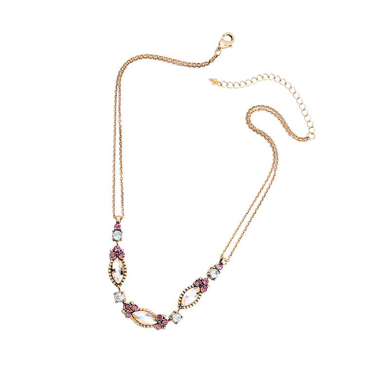 Fashion Gold Color Diamond Decorated Eyes Shape Design Necklace,Multi Strand Necklaces