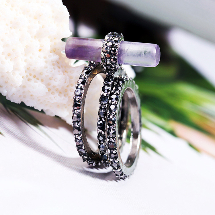 Fashion Antique Silver Diamond Decorated Simple Ring(3pcs),Fashion Rings