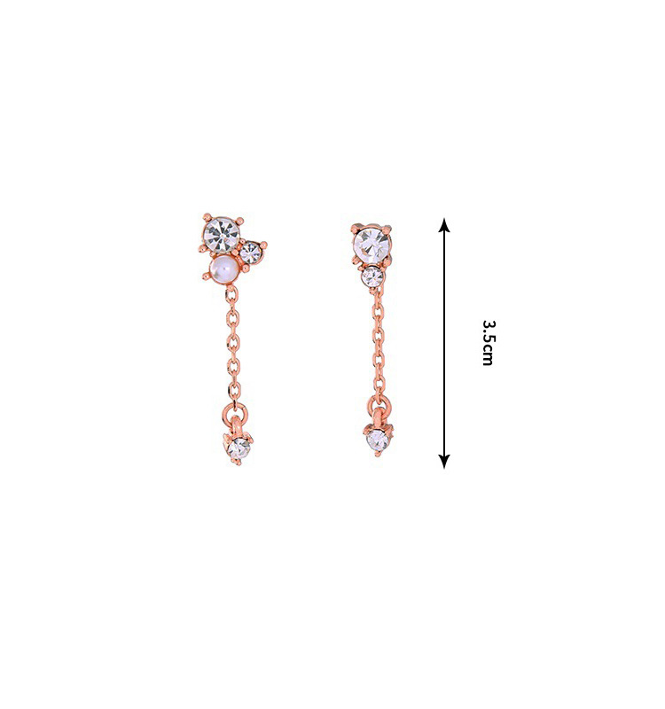 Fashion Rose Gold Diamond&pearl Decorated Long Earrings,Drop Earrings